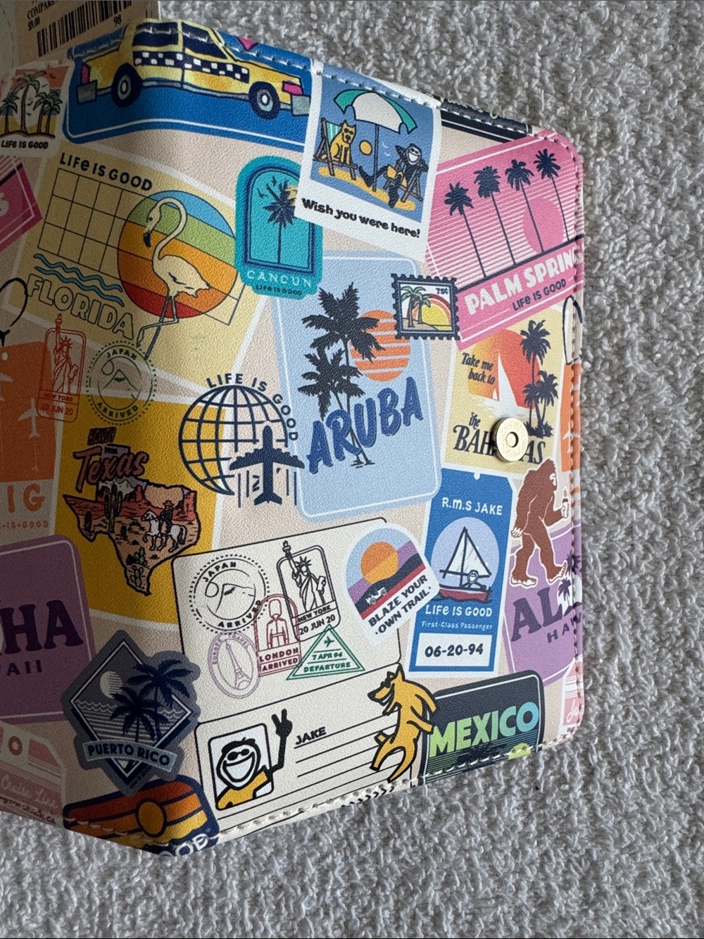 Life Is Good Travel Passport Wallet Multicolor Sticker Collage - Picture 13 of 14
